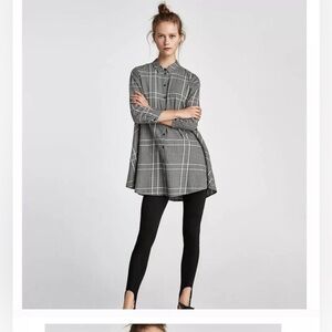 Zara Premium Denim Collection Plaid Mini Dress /‎ Tunic Top Size S